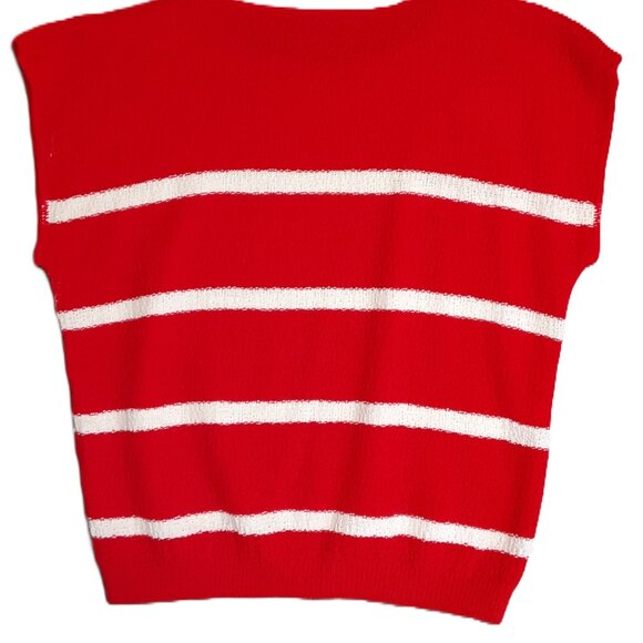Renaissance Woman's Sweater Size 1x, Red/White, Vintage, Sleeveless - Picture 7 of 7